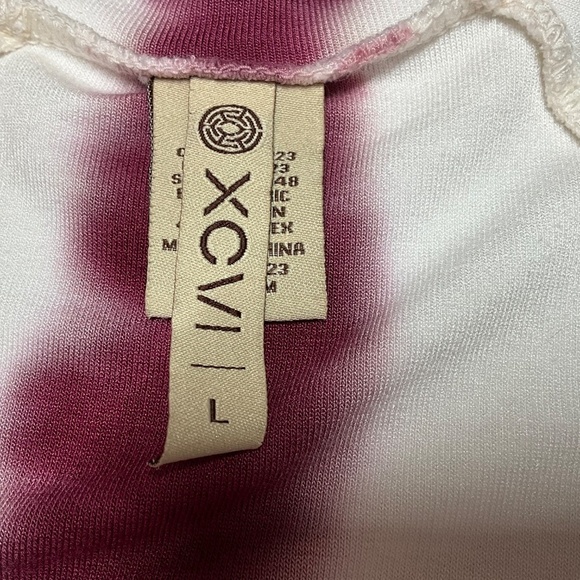 XCVI Long Sleeve Rayon Blend Knit Hi Lo Burgundy Tie Dye Print Top US Sz L - Picture 5 of 10